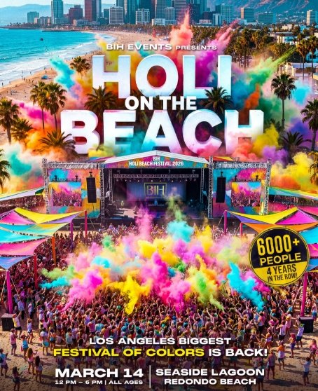 Holi on the beach, Redondo Beach